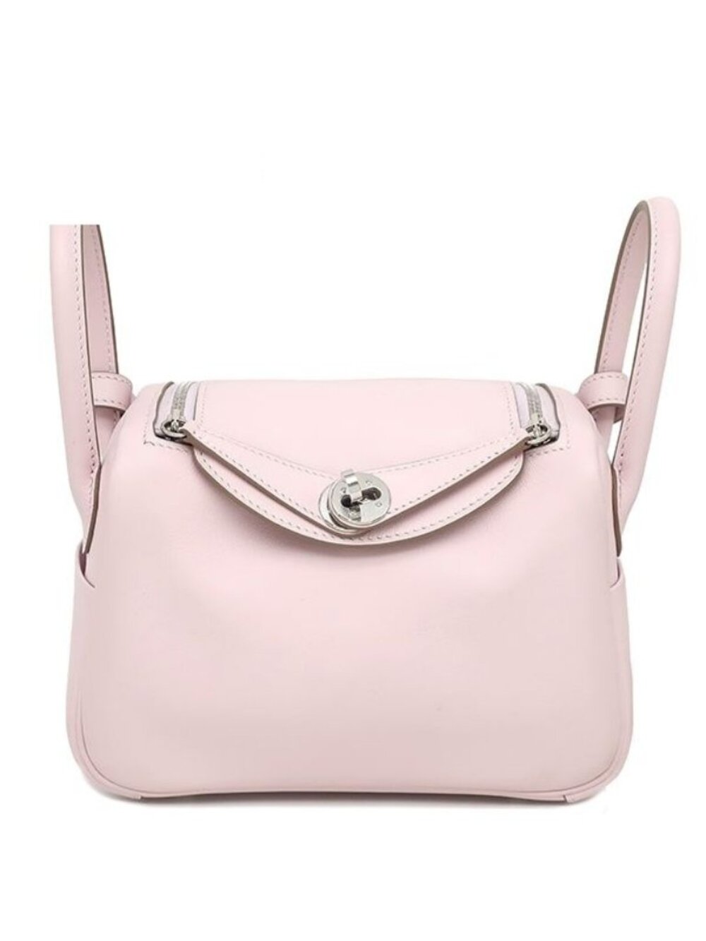 Hermes Shoulder Bag Lindy Mini 20 Verso Veau Swift Mauve Pale Gold Silver Pink